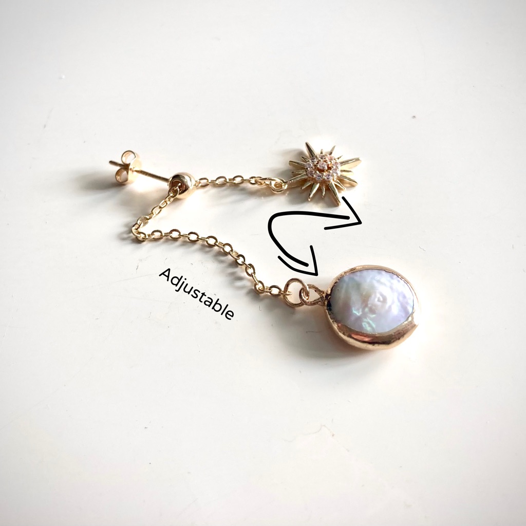 New Genuine Freshwater Baroque Pearl Adjustable Earrings